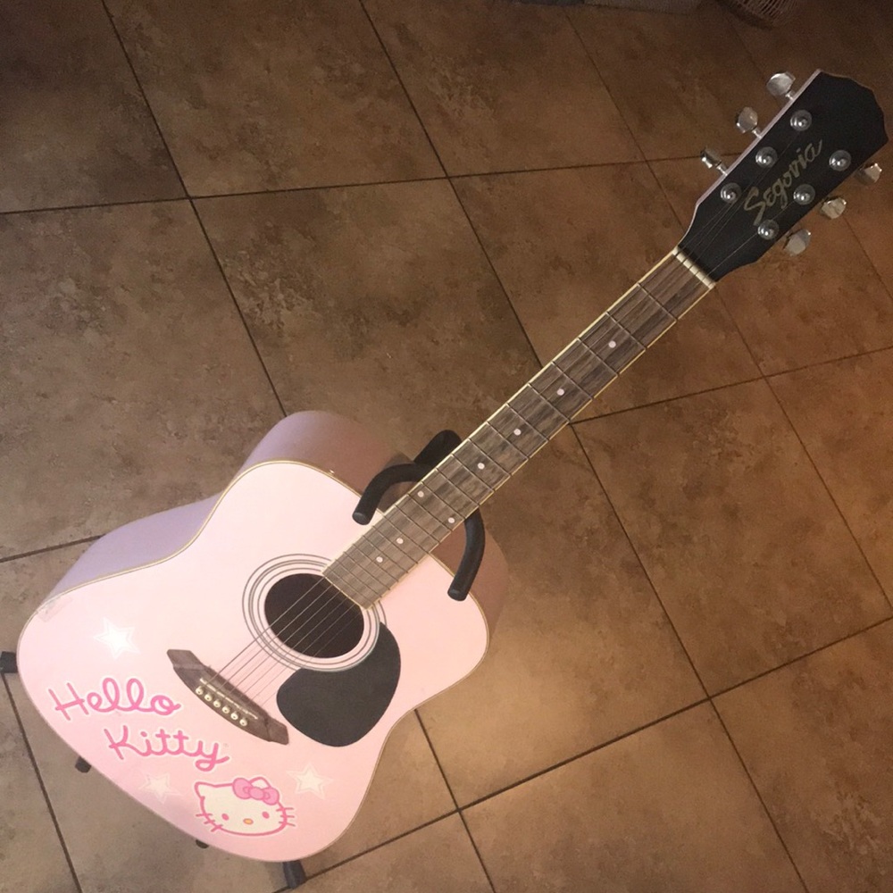 Segovia Hello Kitty Guitar with guitar stand, color: baby pink, Used, $550 OBO
